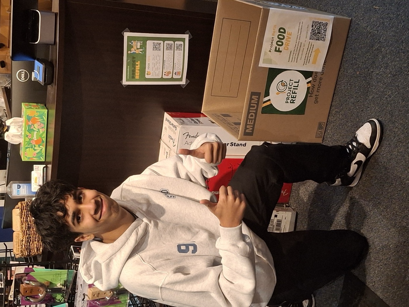 Sorting food drive donations